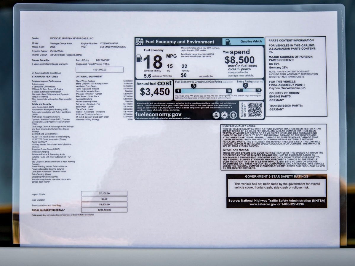 2026 Aston Martin Vantage Base