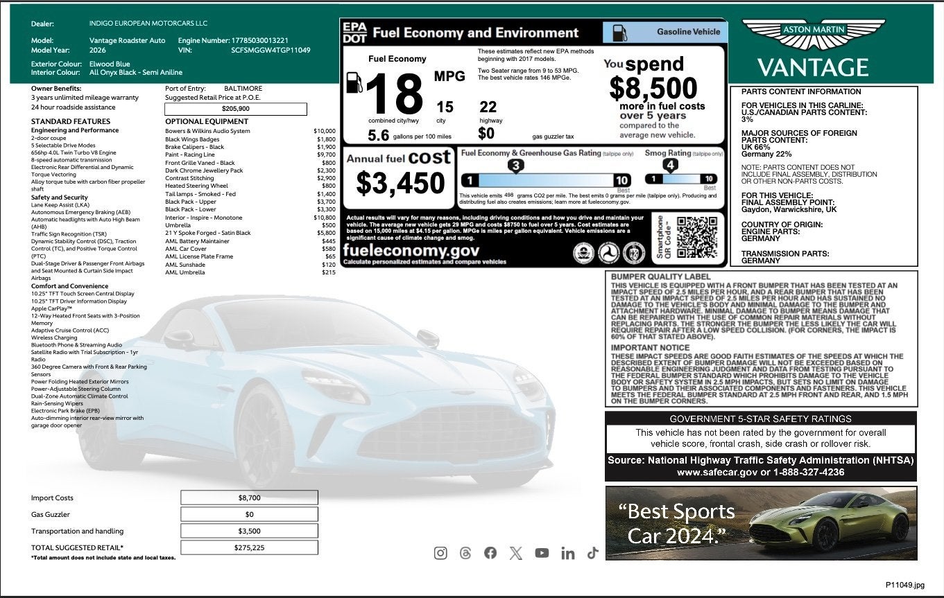 2026 Aston Martin Vantage Base