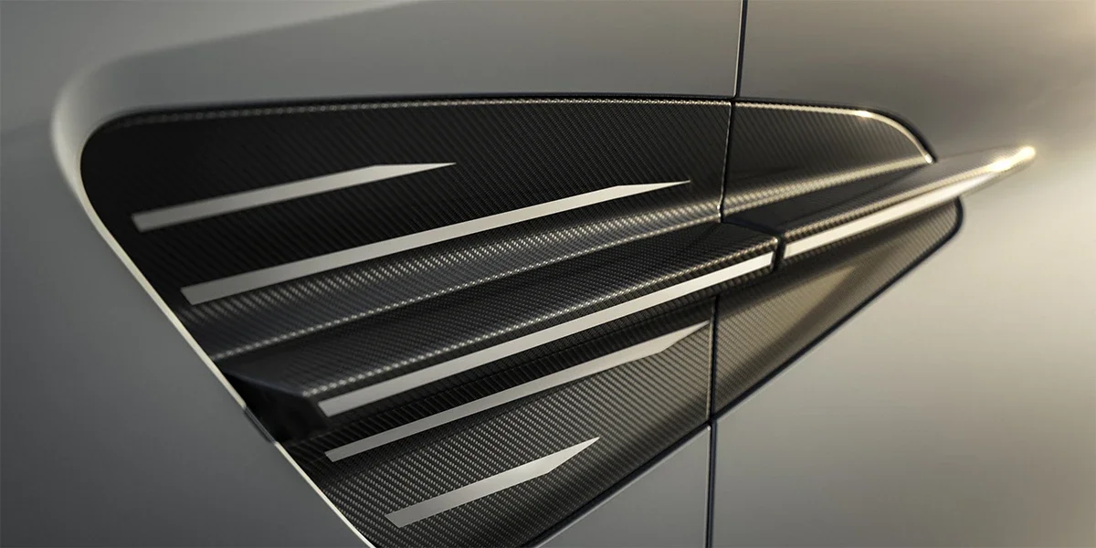 Exterior of the Aston Martin Vanquish 25th Anniversary Edition in Q Skye Silver.
