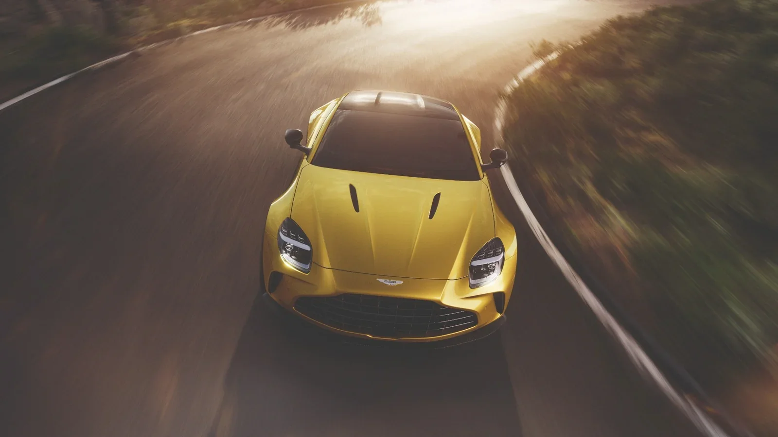 Aston Martin Vantage overhead driving view
